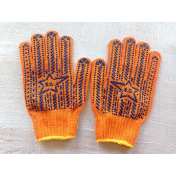 Оранжевая хлопчатобумажная перчатка, черная перчатка из ПВХ